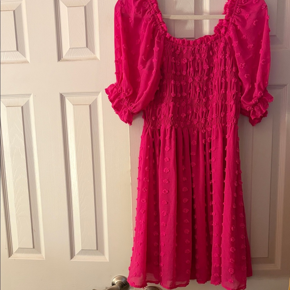 NWOT JODIFL Pink Swiss Dot Mini Dress